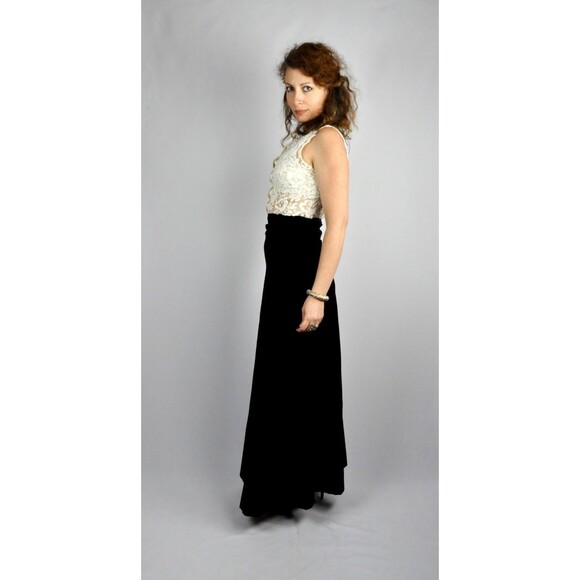 Maxi Black VELVET High Waisted Skirt - Pencil Skirt - Wiggle A Line Skirt XS - S - Picture 2 of 5
